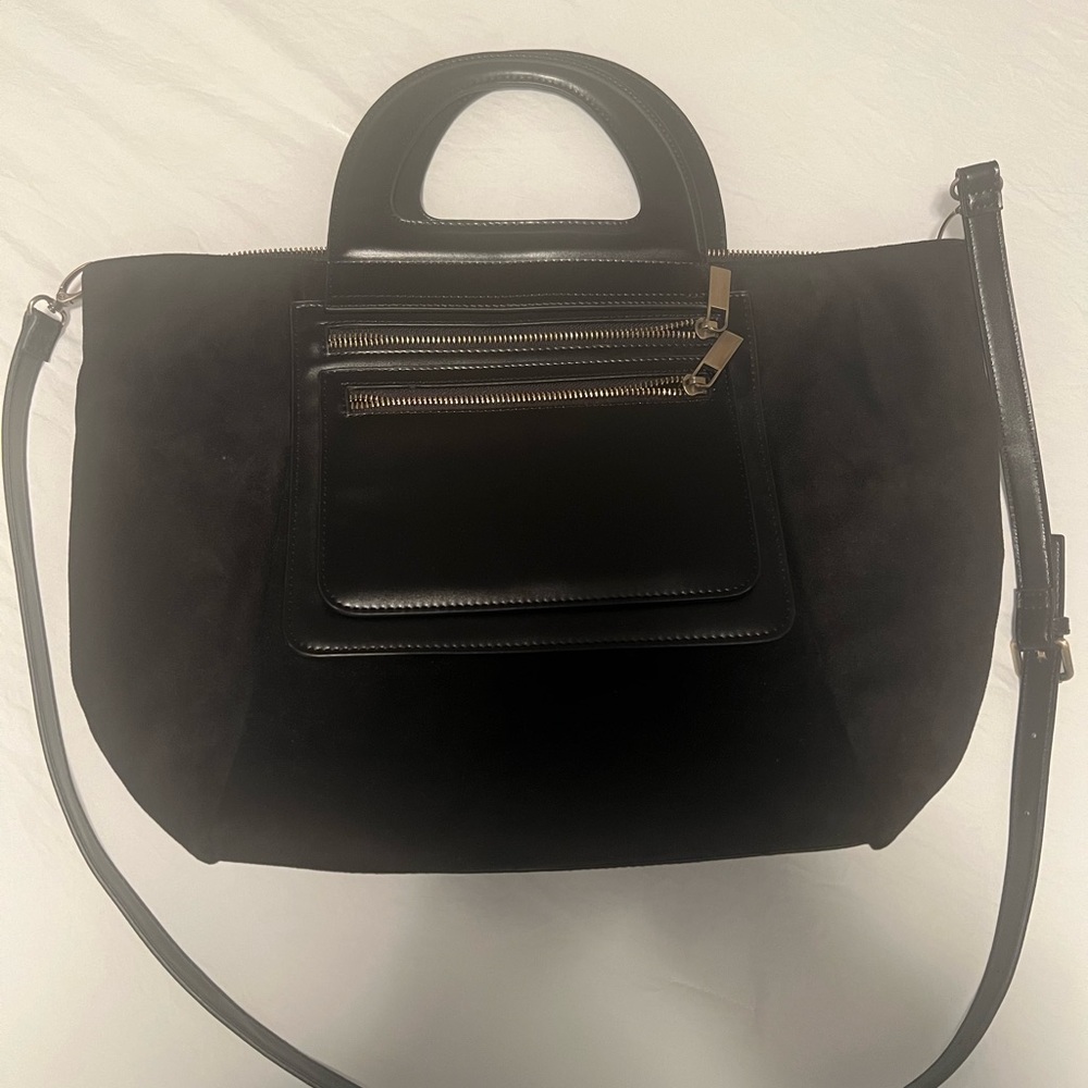 Anthropologie Black faux suede tote bag